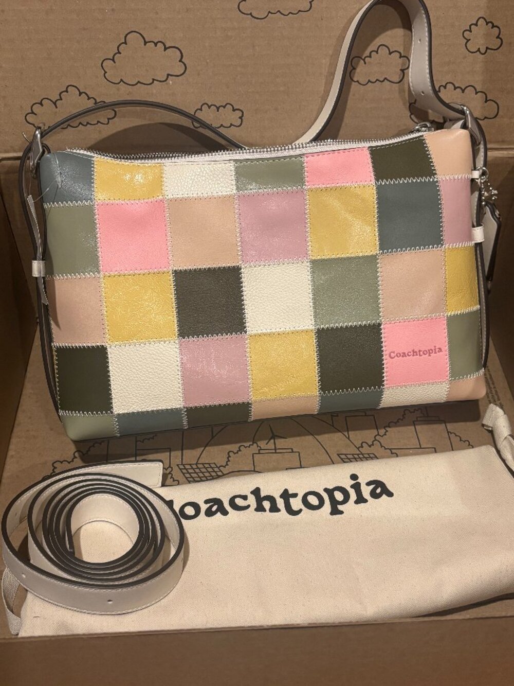 Coach Alter/Ego Slouchy Shoulder Bag Pink/Olive Multi CFI67 NWT